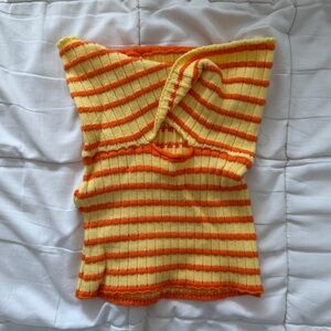 Amazon Yellow and Orange Striped Crop Top